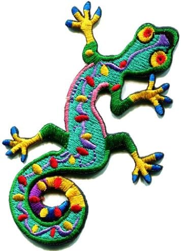 Lizard Gekko Salamander Retro Hippie Hippy Boho 70s Applique Iron-on Patch S-189 Handmade Fast Shipping