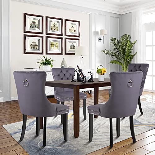 MAISON ARTS Velvet Tufted Dining Chairs Set of 4, Upholstered Dining