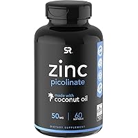 Zinc Picolinate 50mg with Organic Coconut Oil | Non-GMO Verified, Gluten & Soy Free (60 Liquid Softgels)
