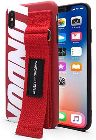 Case for iPhone Xs MAX | Hand Strap Global Street Fashion | Durable Flexible Protective Cover/Bumper/Skin/Cushion (Compatible only with The 6.5” iPhone Xs MAX) (Red)