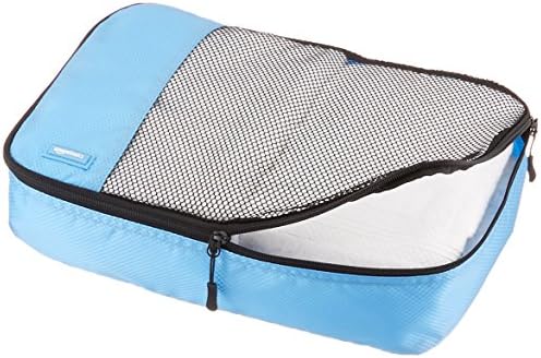 AmazonBasics 4 Piece Packing Travel Organizer Cubes Set - Medium, Sky Blue 3 AmazonBasics 4 Piece Packing Travel Organizer Cubes Set - Medium, Sky Blue