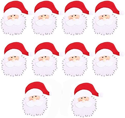 10/12Pcs Christmas Silverware Holder Xmas Cutlery Dinner Table Decoration Santa Claus Snowflake Flatware Pockets (Santa Claus)