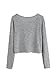 SweatyRocks Women's Long Sleeve Crewneck Knitted Crop Top Casual Blouse T-Shirt Grey L