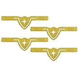 Glitter Wonder Women Party Tiaras, 12pcs Gold Costume Hats for Birthday Party Decorations