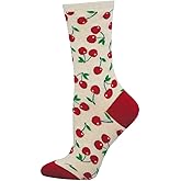 Socksmith Women's Absolutely Cherry Crew Socks, Ivory Heather
