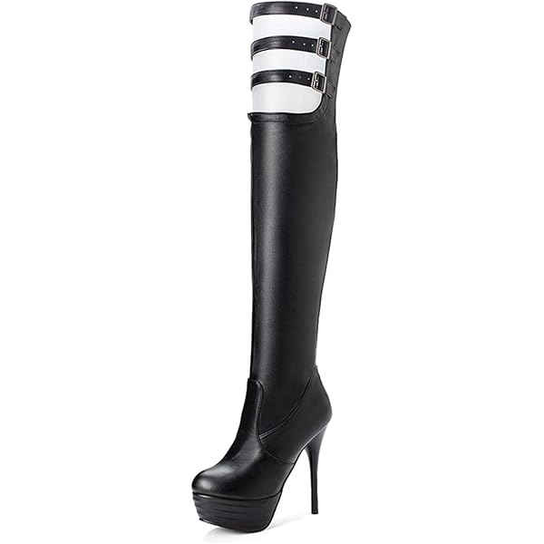 Ellie Shoes Women's Stiletto Over The Knee Boots - Black High Heel Thigh High Boots - View #9