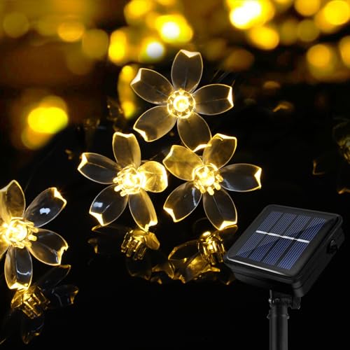 A.bigwhale Outdoor Solar String Lights, 40 LED Solar Lights Outdoor Garden, 8 Modes Waterproof Solar String Lights Decoration for Patio, Christmas, Parties, Balcony, Wedding
