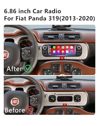 Ankeway 6.86 Inch Car Radio for Fiat Panda 319 (2013-2020) with Android Auto and Wireless Carplay, Car Radio Bluetooth Android Stereo with Reversing Camera/Mic/Canbus/WiFi/USB/App Store 2G+32G
