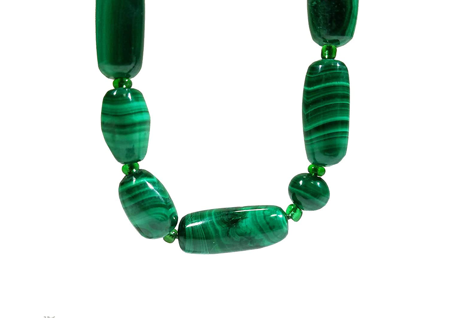 Malachite Necklace Graduated barrel bead necklace