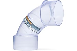 POWERTEC 4 Inch ID/OD 90 Degree Elbow for 4 Inch Dust Collection Pipes, Hoses, and Fittings, Clear, 1 Pack