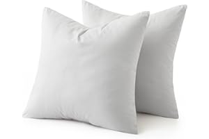 Bafode Throw Pillow Inserts 18'' x 18'' Set of 2, Down Feather Decorative Pillows, Luxury White Throw Pillows for Couch, Sofa, Bed and Cushion