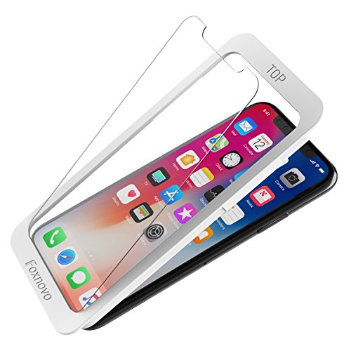 iPhone XS Screen Protector [3 Packs], Foxnovo iPhone X Tempered Glass Screen Protector with Install Frame Anti Scratch Glass Protector 3D Touch Clear Screen Protectors for Apple iPhone X 5.8 Inch