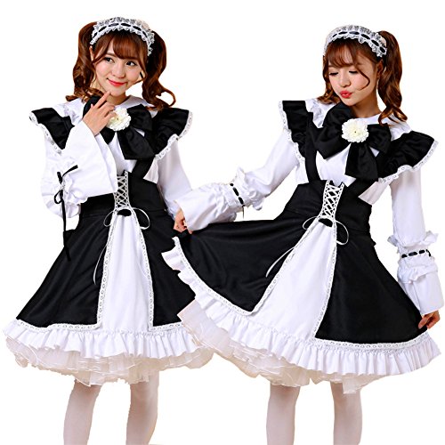 AvaCostume Womens Halloween Party Dress Lolita Dress Maid Cosplay Costume with Apron