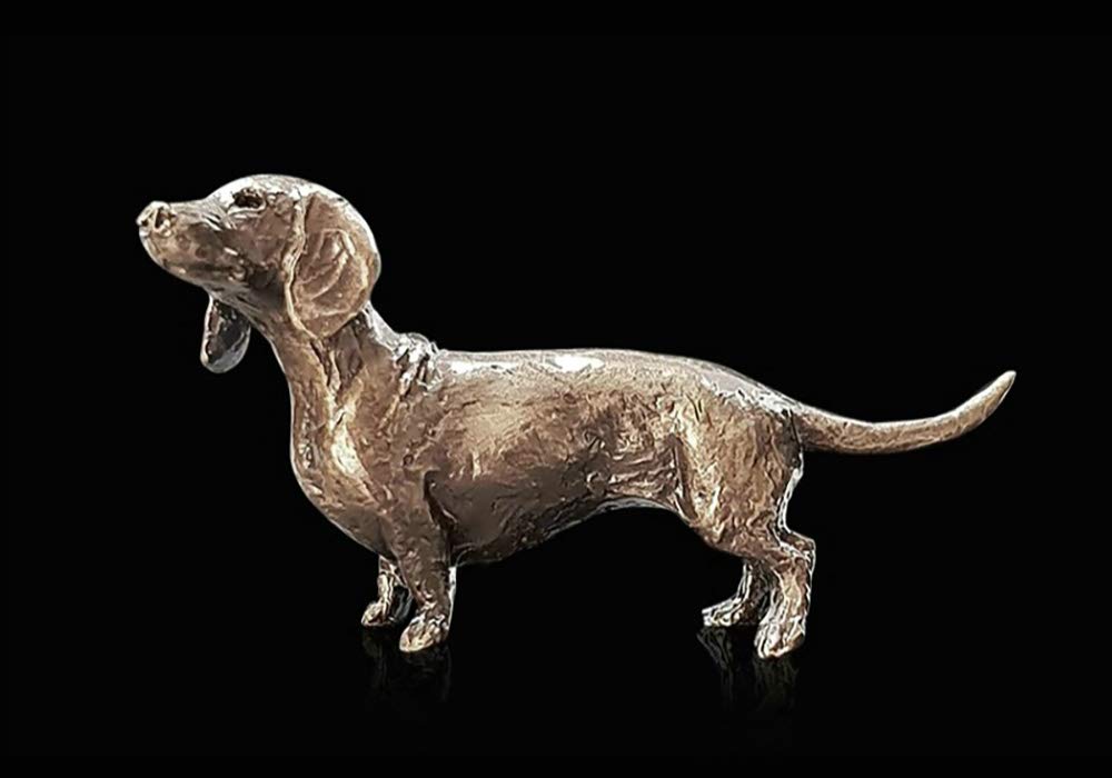 2082 Butler & Peach Dachshund Solid Bronze Miniature Sculpture