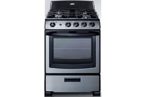 SUMMIT APPLIANCE Summit PRO247SS 24"" Freestanding Gas Range with 4 Sealed Burners 2.9 cu. ft. Oven Capacity LP Convertible Continuous Grates in Stainless Steel