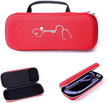 EUYOUZI Stethoscope Hard Case - Travel Carrying Case Compatible 3M Littmann Classic III Stethoscope - Protective Carry Cover with Handle - Doctor and Nurse Accessories (Red)