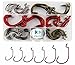 Fishing Hooks 100pcs Bass Fishing Worm Hooks 2X Strong High Carbon Steel Worm Bait Texas Rig Hooks Wide Gap Offset Hooks for Bass Trout Freshwater Saltwater Fishing