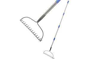 TALITARE Bow Rake , 6FT Heavy Duty Stainless Steel Gardening Rake, Suitable for Leveling Sand Soil Gravel or Collecting Leaves or Other Debris