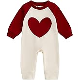 Karuedoo Newborn Baby Boy Girl Valentines Outfit Heart Embroidery Long Sleeve Romper Jumpsuit Bodysuit One-Piece Outfit