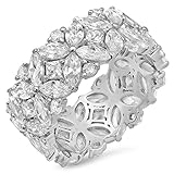 Sterling Silver Multi-Cut Cubic Zirconia Eternity Ring, Size 7