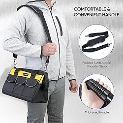 TICONN Tool Bag with Multi-Pockets Wide Mouth Tool