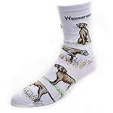 Weimaraner Dog Adult Poses Socks v.2,White,Medium