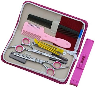 Bangs Hair Scissor Thin Flat Cut Cutting Teeth Barber Scissors Combination Set Hairdressing Scissors Tool Kit Color Random