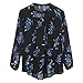 ZXZY Women Bohemian Floral Print Shirts and Blouses BLACK CHIFFON BLOUSE