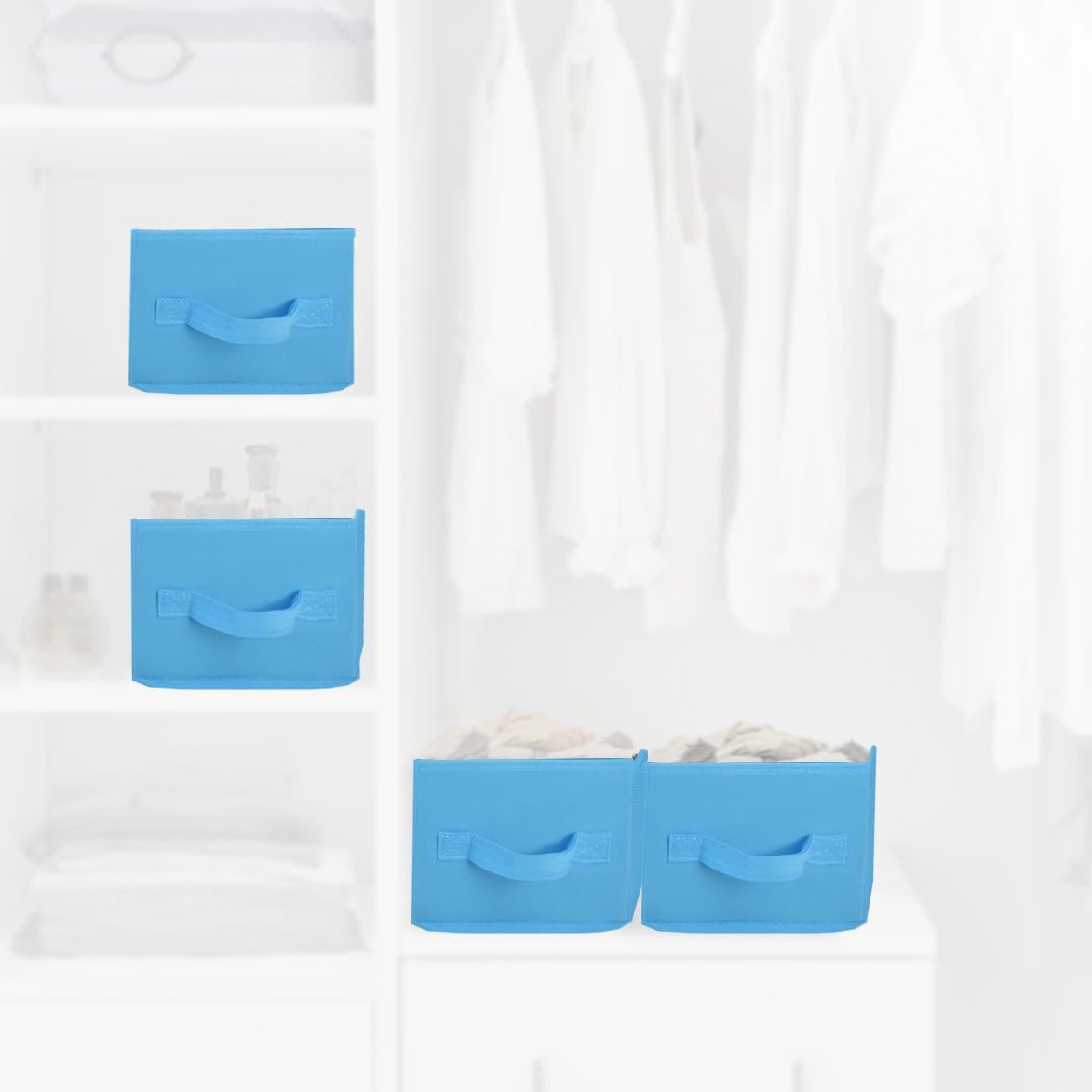 Kubez Collapsible Canvas Storage Bins 4 Pack (7 inches x 11.75 inches x 5.75 inches)