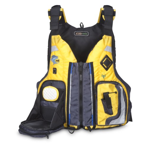 MTI Adventurewear Dio F-Spec Kayak Fishing PFD Life Jacket, Yellow Ripstop/Grey, Medium/Large