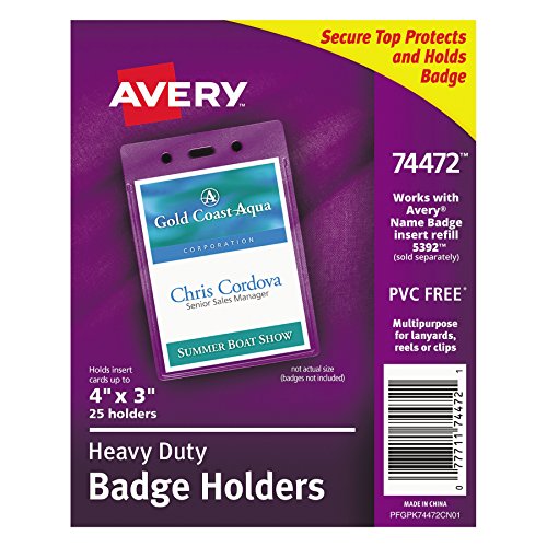 Print or Write 25 Holders Avery Name Badge Inserts 5392 Fits Inserts up to 3 x 4 White with
