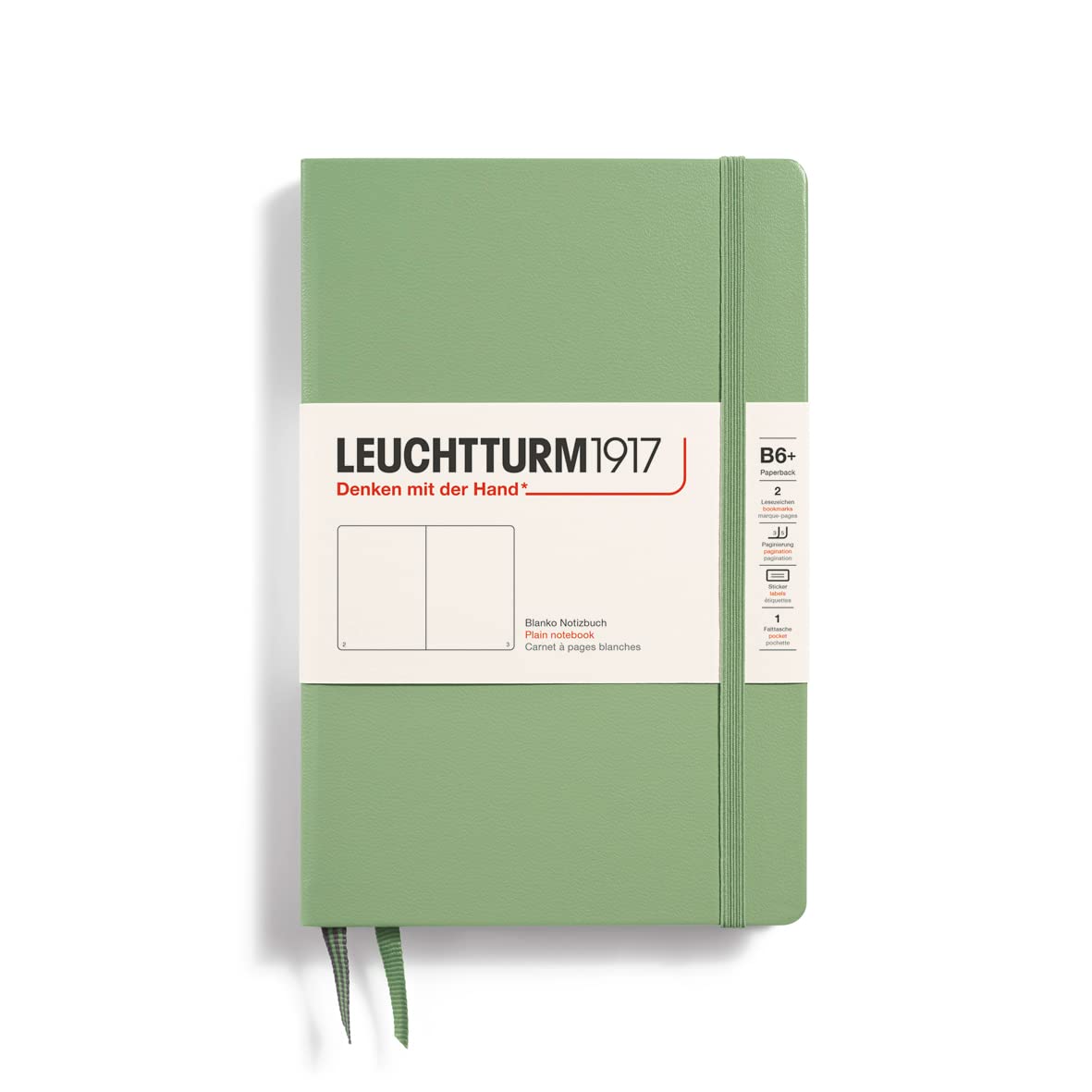 LEUCHTTURM1917 368502 Notebook Paperback (B6+), Hardcover, 219 Numbered Pages, Sage, Plain — image 1