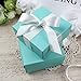 AerWo 10pcs Party Wedding Favors Bag + 10pcs Silk Ribbon, Mini Large Square Turquoise Candy Box with Lids, Jewelry Teal Gift Favors Boxes for Wedding Supply, Birthdays, Bridal and Baby Showers