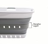 SAMMART 42L Collapsible Laundry Basket Foldable Storage Container White Grey view 6