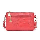 Shoulder Bag, Creazy Women Fashion Handbag Crocodile Pattern Shoulder Bag Small Tote Ladies Purse (Watermelon Red)