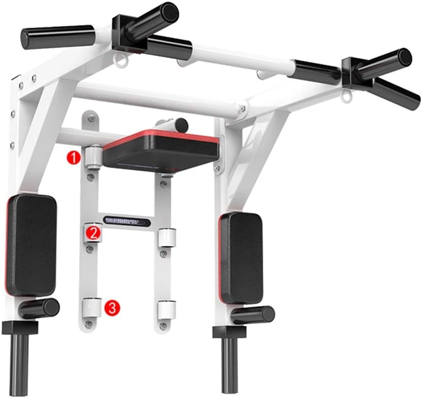 Wall Mounted Pull Up Bars Multi-Grip Chin-up Station Home Gym Exercise Workout Equipment Strength Training Equipment Fitness Equipment Single Parallel Bars for Walls (Color : White)