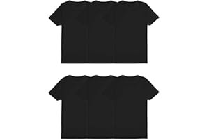 Fruit of the Loom Men's Eversoft Cotton Stay Tucked Crew T-Shirt, Regular - 6 Pack - Black, Medium