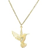XUN Zhe Stainless Steel Hummingbird Pendant Necklace,Cute Animal Swallow Bird Clavicle Necklace Hollow Sky Bird Necklace Jewelry for Women Men