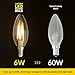 Lucero LED Filament Healthy Edison Light Bulb 6W - 60W Equivalent C35 Candle E12 Candelabra Base - Dimmable Warm White 2700K Color UL Listed