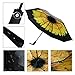 SIEPASA Umbrella Windproof, Travel Umbrella, Compact Folding Reverse Umbrella,-One button for Auto Open and Close (Yellow Daisies)