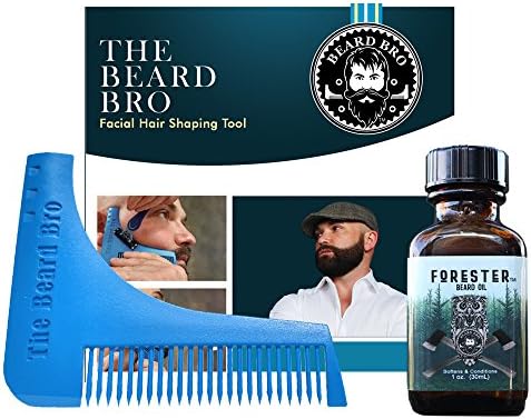 Beard Bro Complete Facial Hair Shaping Tool with Forester Beard Oil (Blue)
