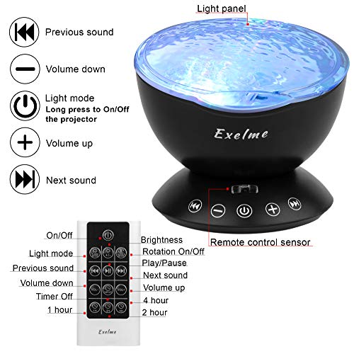 EXELME Ocean Wave Projector and Sound Machine Night Light Projector