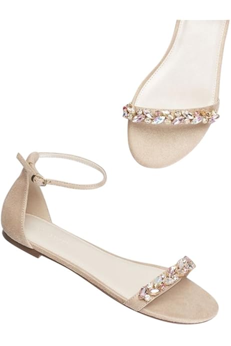 jeweled metallic ankle strap flat sandals