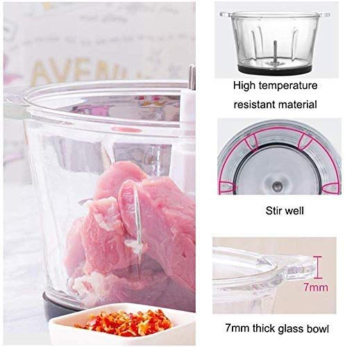 CEHNXIU-Electric-Food-Chopper-300W-Mini-Food-Processor-5-Cup-Glass-Bowl-Grinder-for-Meat-Vegetables-Fruit-and-Nuts-with-HighLow-Speed-ChoiceStainless-Steel-Motor-Unit-and-Sharp-Blades