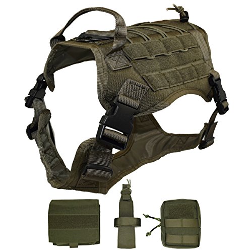 Ultrafun Tactical Dog Harness with Patches Pouches Handle, Molle Vest