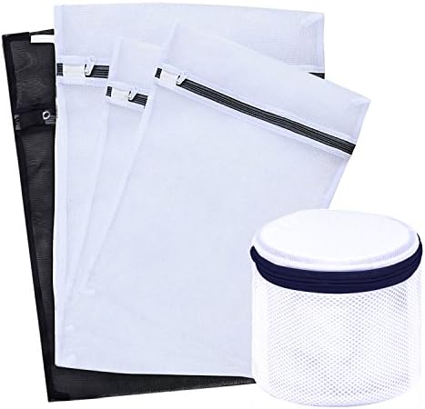 Set of 5 Mesh Laundry Bags , 2 Extra Large, 2 Large and 1 Bonus Bra Mesh Wash Bag, Premium Quality Delicates Laundry Bags for Blouse, Hosiery, Stocking, Underwear, Bra and Lingerie, Travel Laundry Bag