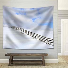 Fresh Snow on a Dyke in Winter - Fabric Wall Tapestry Home Decor - 51x60 inches
