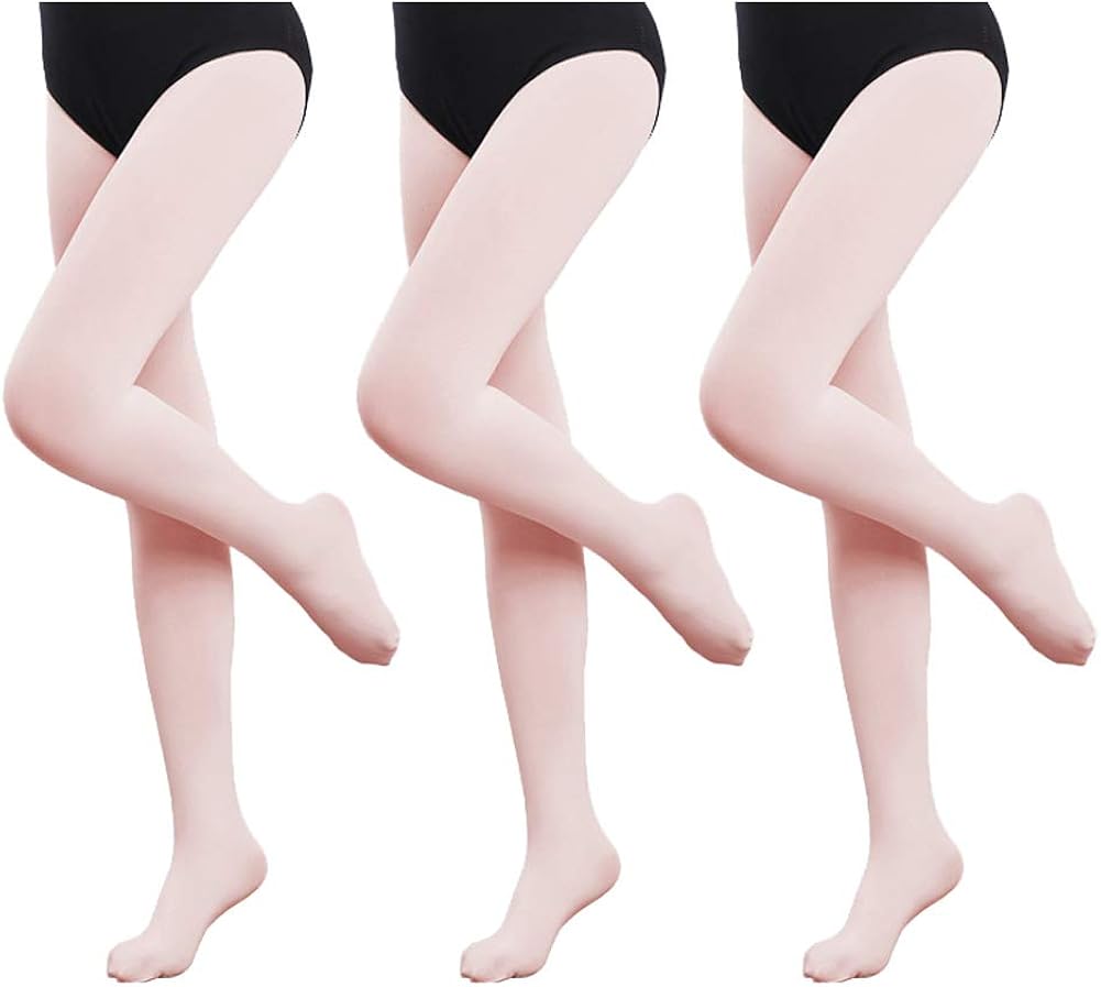 3 Pairs Girls Footed Dance Tights Ballet Class School Outfits Stretchy