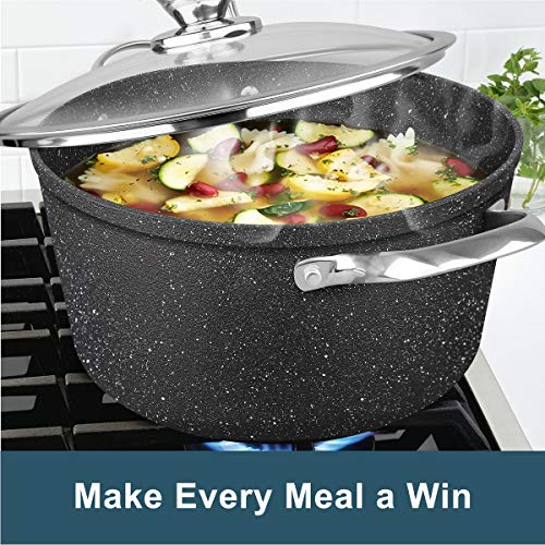 Dealz Frenzy NonStick Induction Cookware Set, Dishwasher Safe Stone