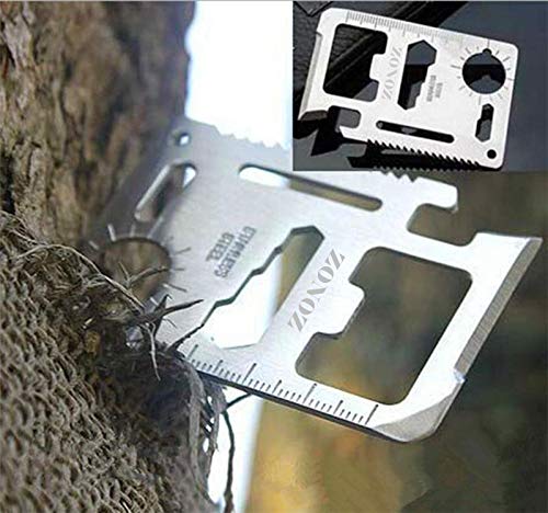 Zonoz Z-Tool - 11 in 1 Function Stainless Steel Multi Tool - Multi-Function Outdoor Hunting Survival Tool Card Camping Pocket Military Credit Card Knife (Silver)
